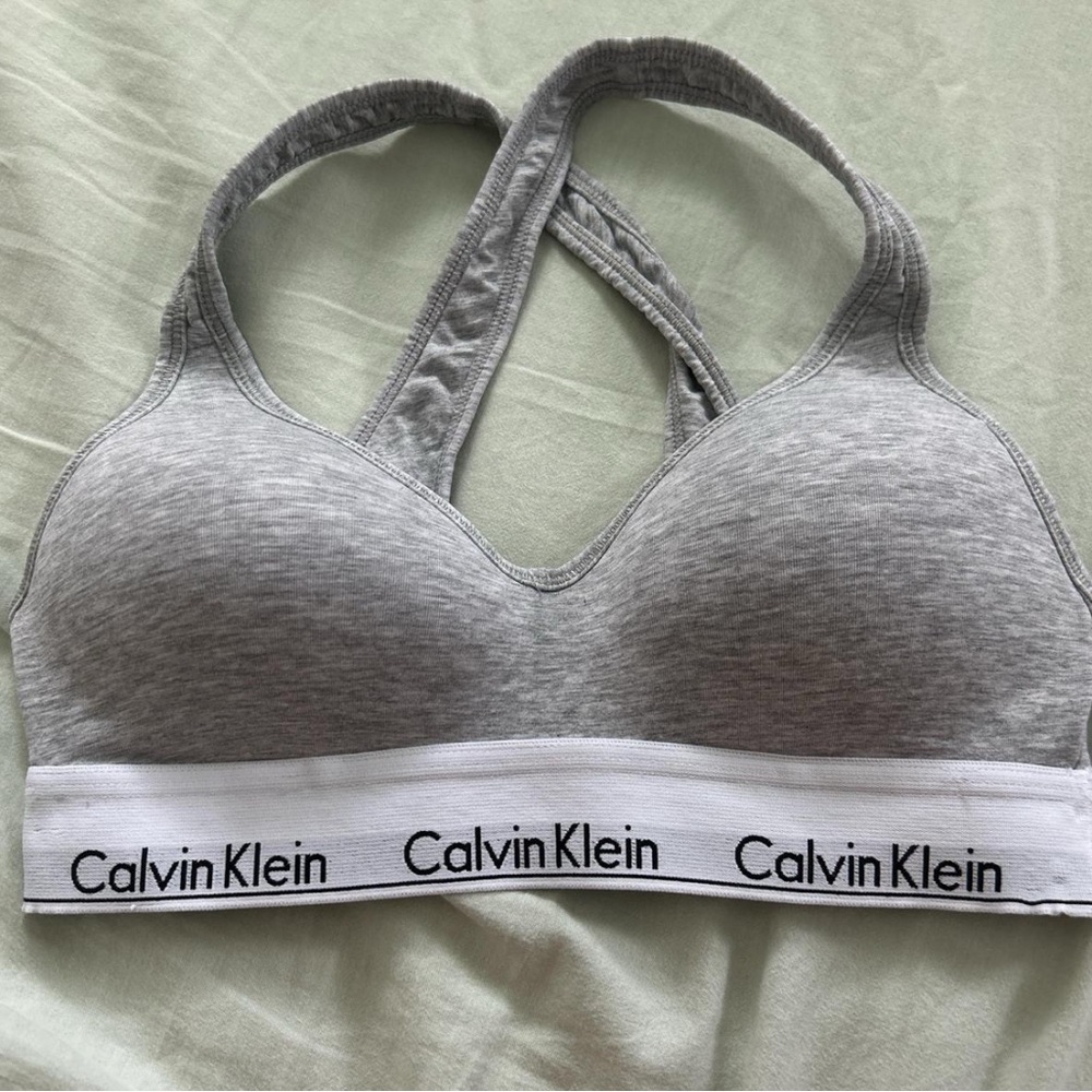 Calvin Klein Gray Push-up Sports Bra with Signature Elastic Band